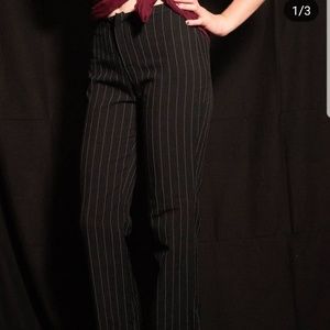 Black pinstriped dress pants